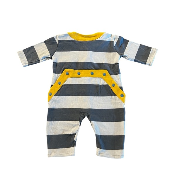 Raspberry Plum Charming Gray and Yellow Striped Kids Onesie Size 0-3 Months - Picture 2 of 7